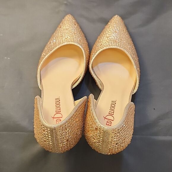 BRAND NEW RED DELICIOUS SATIN D'ORSAY GLAMOROUS STUDDED EMBELLISHMENTS PUMP - Picture 8 of 16